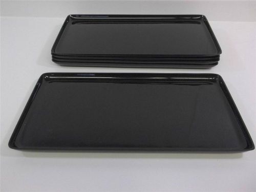 Food Container 15x8Tray Serve Display Catering Banquet Bread Black Plastic Lot 5