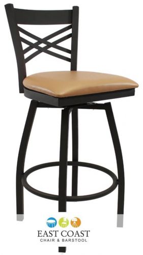 New gladiator cross back metal swivel restaurant bar stool w/ tan vinyl seat for sale