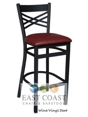 New Commercial Cross Back Metal Restaurant Bar Stool with Wine Vinyl Seat
