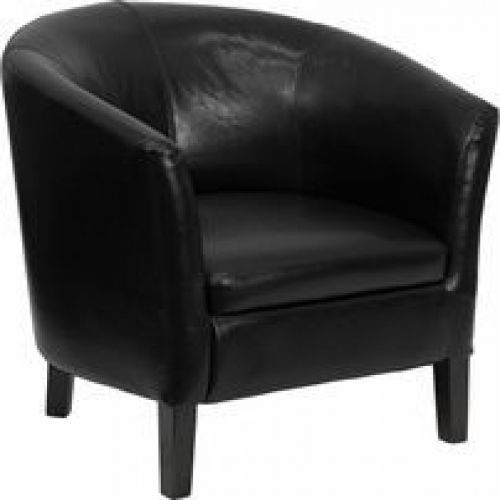 Flash Furniture GO-S-11-BK-BARREL-GG Black Leather Barrel Shaped Guest Chair
