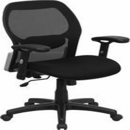 Flash Furniture LF-W42B-GG Mid-Back Super Mesh Office Chair with Black Fabric Se