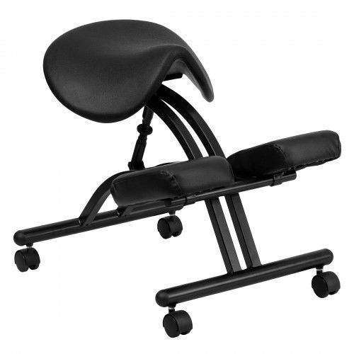 Flash furniture wl-1421-gg ergonomic kneeling chair with black saddle seat for sale