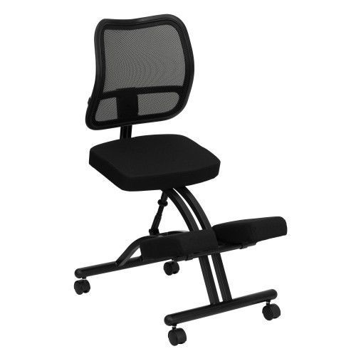 Flash Furniture WL-3520-GG Mobile Ergonomic Kneeling Chair with Black Curved Mes