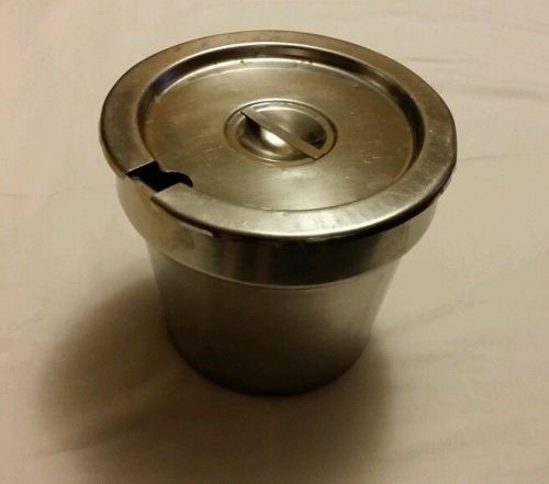 Brandware 18/8 Stainless Steel Round Steam Table Inset Pan with Lid, 7 1/4 Qt
