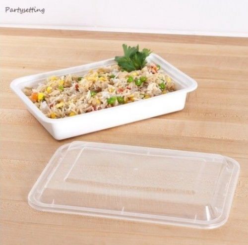 Tripak mt6310w white 28oz versatainer 8x6 rect microwavable container w/lid 150 for sale