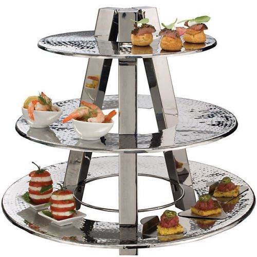 Stainless 3-tier hors d&#039;oeuvre display stand - commercial appetizer decor tray for sale