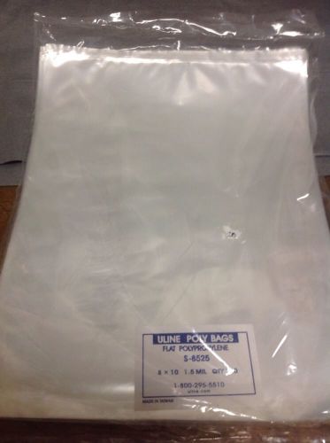 (100) Uline  FLAT POLY BAGS 8&#034;x10&#034; 1.5 Mil  THICK
