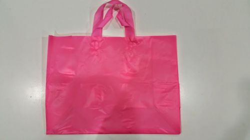 25pc 16x6x12 inch Frosty PINK Color Plastic VOUGE Bag
