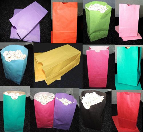 10 Multi Color Party Bags, Food Treat Lunch Bags, Fun Favor Kraft Bags, Birthday