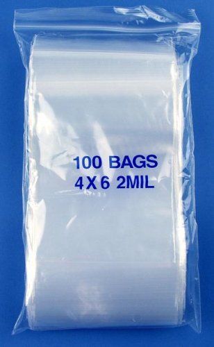 100 peices 4&#034; x 6&#034; 2Mil Clear Plastic Zip Reclosable Bag