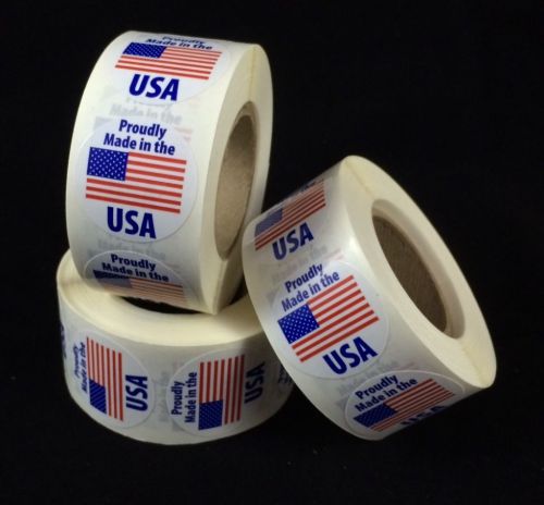 Made In USA Sticker Labels - White 1-1/4&#034; circle