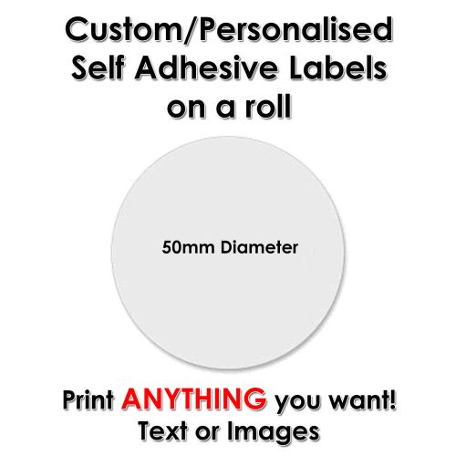 500 circular self adhesive labels custom personalised printed - 50mm diameter for sale