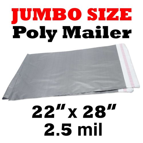 Qty 400 - 22x28 jumbo apparel/clothing self-seal poly mailer bags 2.5 mil silver for sale