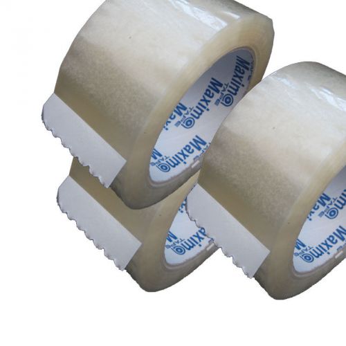 Lot 3, 2&#034; clear packing tape 110 yds 48mmx100m 1.8mil warehouse package shipping for sale