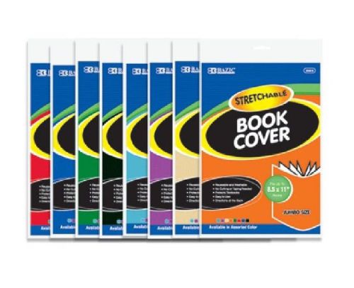 8 Packs  8.5&#034; X 11&#034; Jumbo Stretchable Fabric Book Covers,  ( colors may vary )
