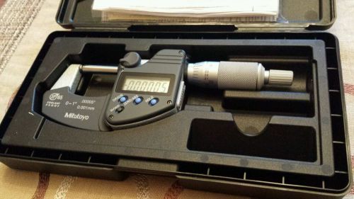 0-1&#034; MITUTOYO DIGITAL MICROMETER , SPHERICAL ANVIL , COOLANT PROOF