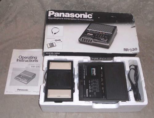 PANASONIC RR-930 MICROCASSETTE TRANSCRIBER RECORDER SET WITH FOOT PEDAL NEW