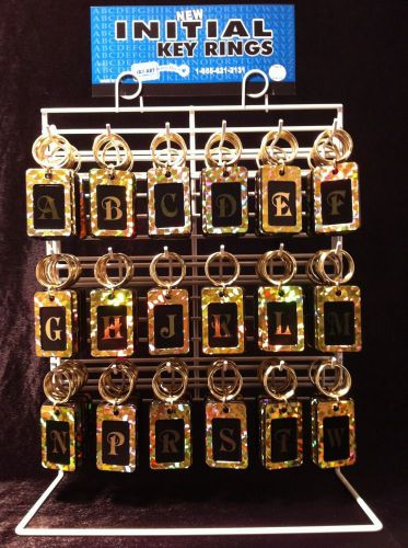 New Glistening Initial Key Rings Chains 108 Piece Complete Display USA Made