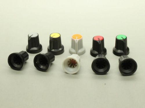 20x plastic control knob insert type 15mmdx16mmh 6mm shaft-various colors for sale