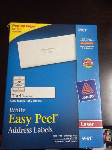 Avery Easy Peel 1 x 4 Inch White Mailing Labels 5000 Count (5961)