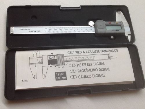 Digital calipers. Stainless. New in case. Needs a battery