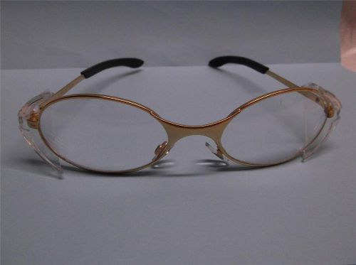 Vtg pyramex z87 taiwan 130mm gold rim safety glasses side protectors rubber ends for sale