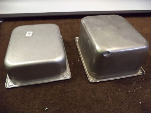 TWO 1/2 SIZE STEAM TABLE PANS 4&#034; DEEP and 6&#034; DEEP STAINLESS STEEL