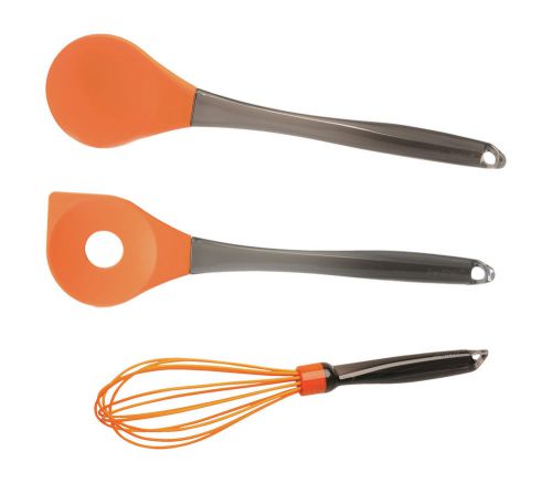 BergHOFF International Geminis 3 Piece Silicone Spoon and Whisk Set Orange
