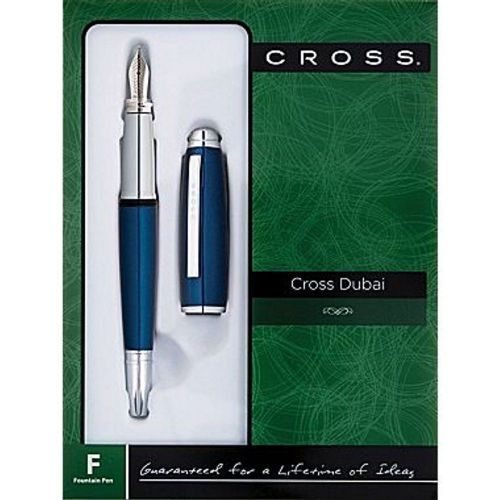 Cross Dubai Blue Lacquer/Chrome Appointments Fountain Pen with Medium Nib