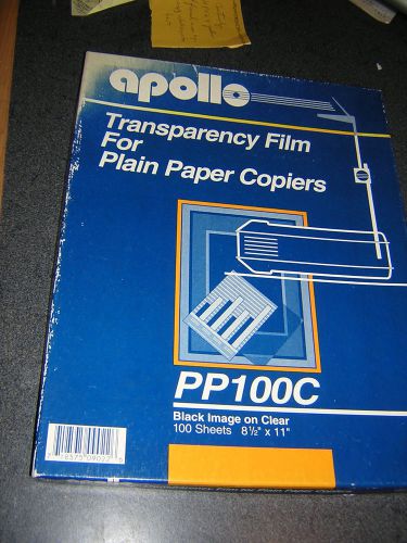 Apollo transparancy film for plain paper copiers black image on clear 8 1/2 x 11 for sale
