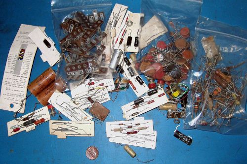 ASSORTMENT OF VINTAGE CAPACITORS AND RESISTORS - NOS AND USED