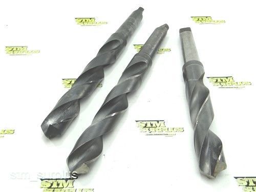 LOT OF 3 HSS 4MT HEAVY DUTY TWIST DRILLS 1-29/64&#034; TO 1-1/2&#034; MORSE CLE-FORGE