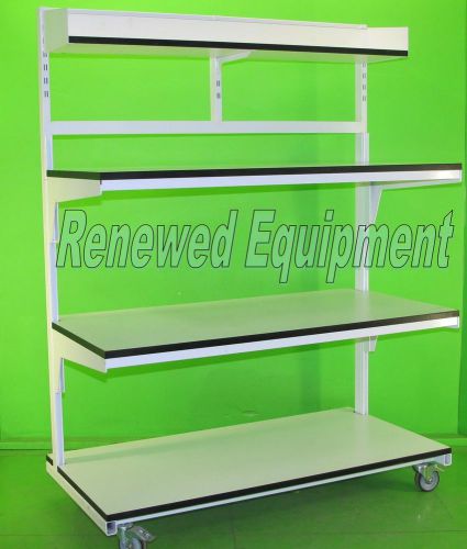 Lab adjustable table  3 shelfs on wheels  heavy duty for sale