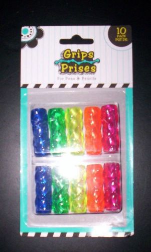 THICK GEL GRIPS W/ GLITTER~Pen &amp;  Pencil  Grips -10 per Pack~ASSORTED COLORS