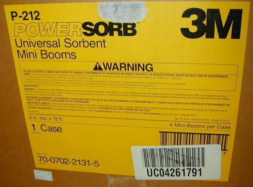 1 CASE NEW 3M P-212 POWERSORB Universal Sorbent Mini Booms 3&#034; Dia. x 12&#039; Feet