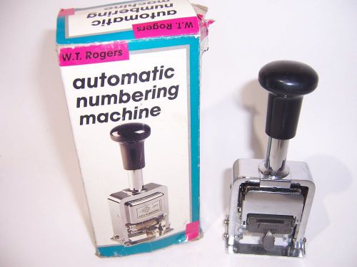 W.T. ROGERS AUTOMATIC NUMBERING MACHINE 6 WHEELS SELF INKING