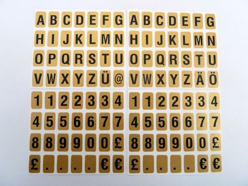 10mm Sticky Letters Numbers Stickers, Adhesive Labels, Black on Gold Rectangles