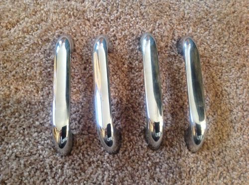 FOUR Vintage Chrome Plated Brass Pull Handles, 4 3/4&#034; Long, Just Like Kason 576