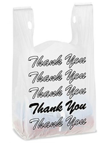 600ct Large Black &#034;Thank You&#034; T-shirt Plastic Grocery Shopping Bags With Handle