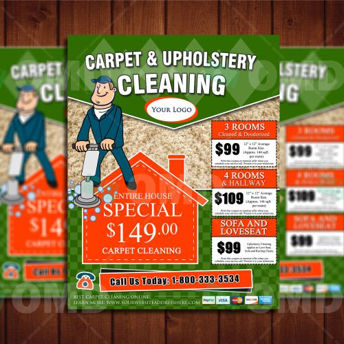 Carpet Cleaning Marketing Flyer - WE DESIGN &amp; SHIP TO YOU - Upholstery Marketing