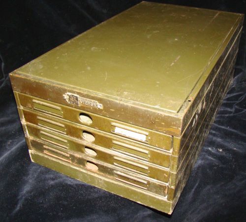 Vintage Victor Safe Metal Photo Storage Drawers Box cabinet