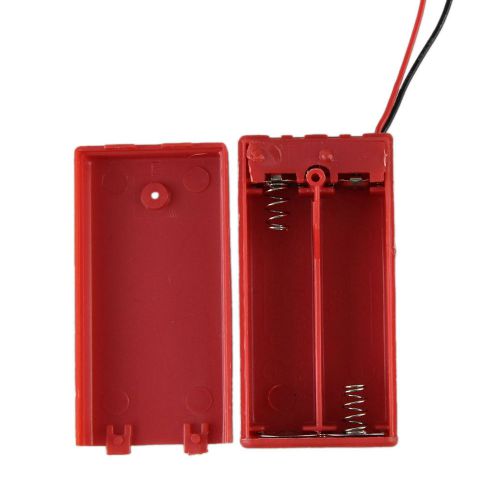 2 x AA 3V Batterries Holder Box Case Wire Omniseal with Shield W/11.81&#034; RED