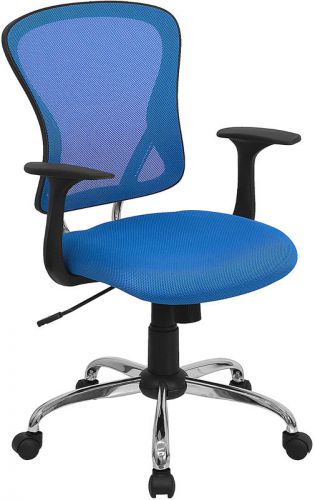 Mid-Back Blue Mesh Office Chair with Chrome Finished Base (MF-H-8369F-BL-GG)