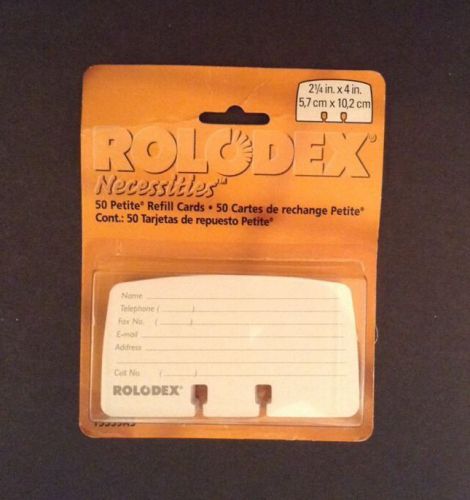 Rolodex Necessities 50 Petite Refill Cards 2 1/4&#034; x 4&#034;