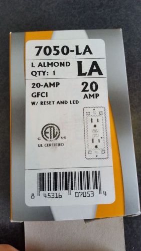 20 AMP GFCI Receptacle Light Almond 7050-LA SAGFCI20-LA