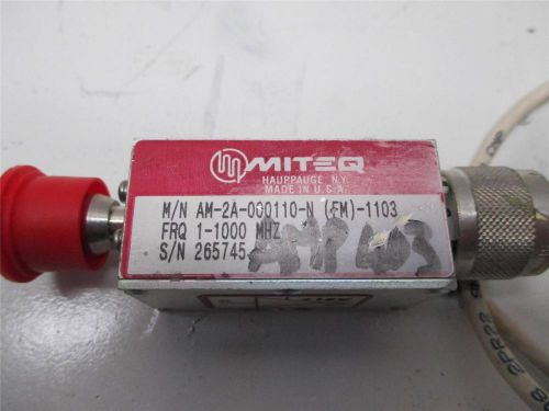 Rf amplifier 1.0mhz - 1.0ghz gain 28db po 18dbm miteq am-2a-000110-n hf vhf uhf for sale