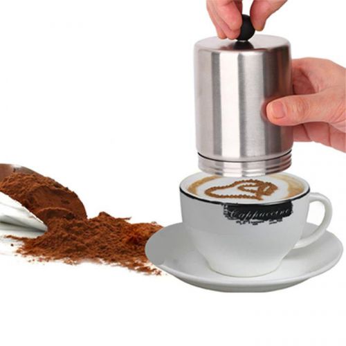 Stainless Steel Coffee Decorating Dredger Cappuccino Cocoa Duster Barista Tool