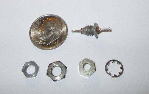 FEED-THRU, INSULATED, THREADED,  SOLDER TERMINAL SILVER PLATED W/NUTS  NOS 5 SET