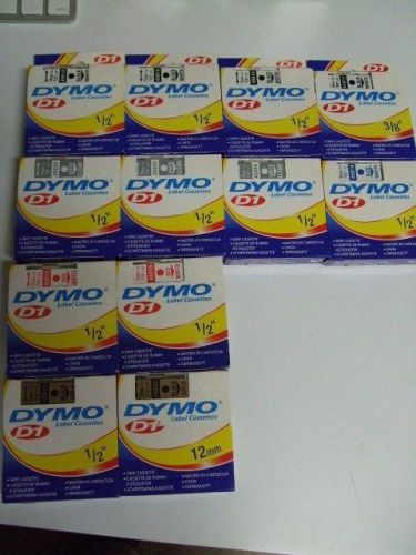 DYMO D1 LABEL CASSETTES 1/2&#034; 12MM _ lot of 12 assorted colors NEW IN BOXES
