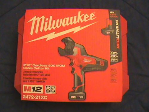 NEW MILWAUKEE M12 2472-21xc 600 MCM CABLE CUTTER RED LITHIUM KIT FREE SHIP IN US